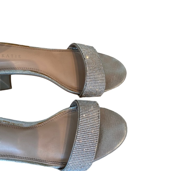 Bridal Sandal with Block Heel in Champagne Gold and Rhinestones, Size 8 - Picture 4 of 11